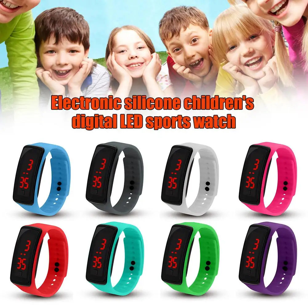 Children Kids Silicone Band LED Screen Electronic Digital Sports Wrist Watch Smart Bracelet Band