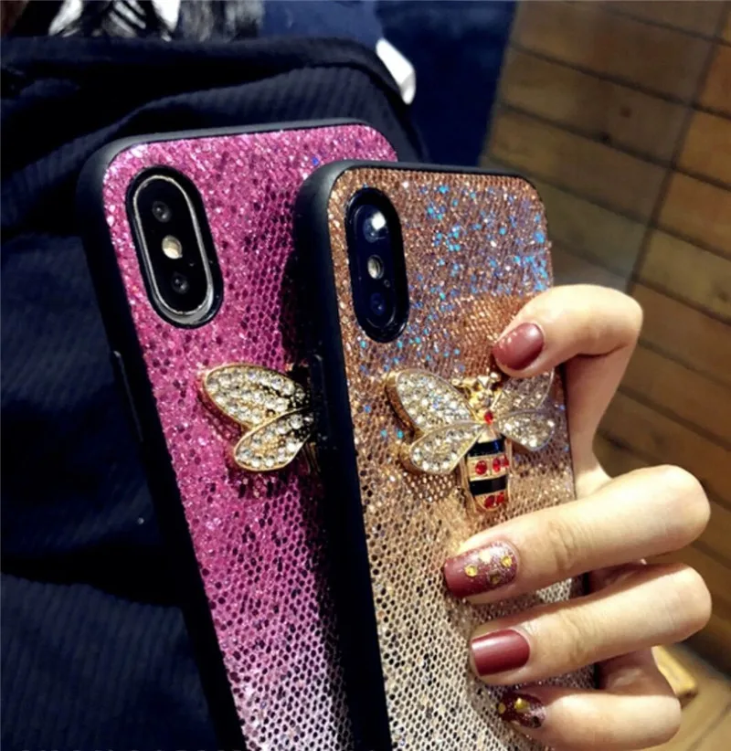 Для samsung galaxy S8 9 10 Plus Стразы с градиентом пчелы Flash Note 8 9 10 Pro Индивидуальный Женский чехол для телефона