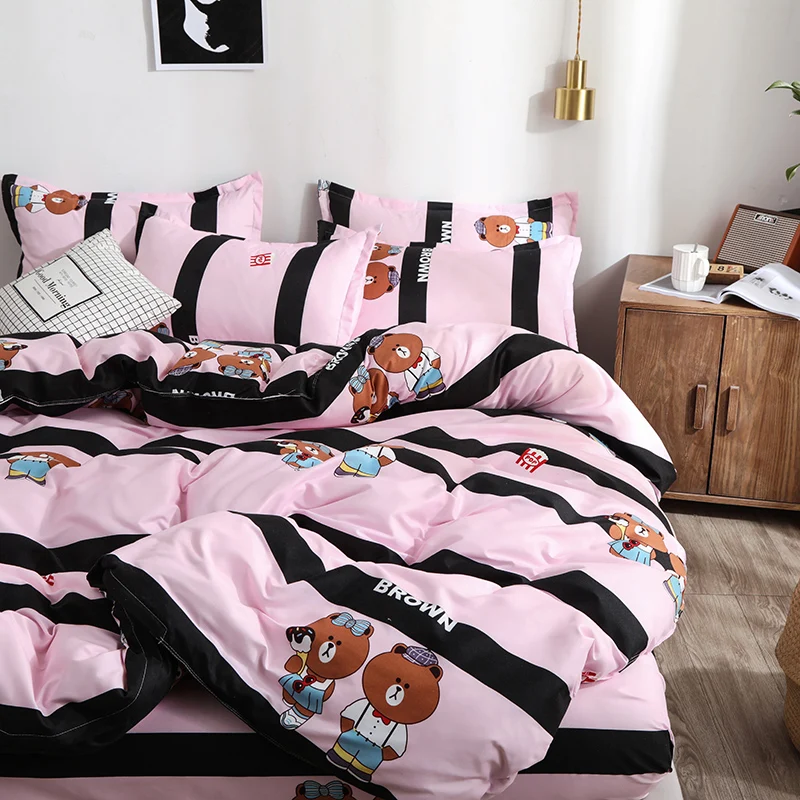 Постельное белье роскошная кровать для собаки с рисунком медведя в виде пони из мультфильма простой Стиль 3/4 шт. Семейный комплект включает в себя простыни пододеяльник наволочка