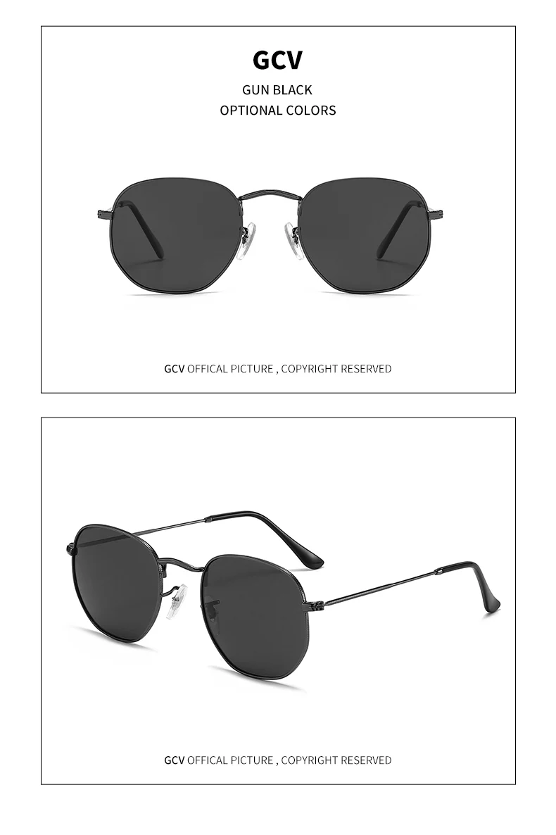 Classic Retro Hexagon Sunglasses Metal Frame Polarised Eyewear_voghion.com