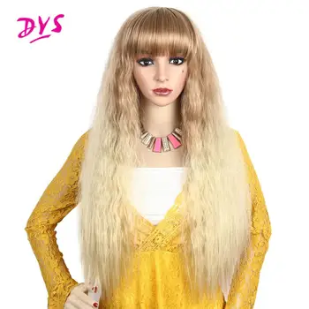 

Deyngs Ombre Long Kinky Curly Wigs with Bangs Synthetic for African American Women Heat Resistant