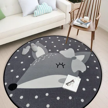 

80*80CM Living Room Dot Chair Floor Mat animal design panda wolf pattern Round Carpet Children Bedroom Play Tent Area Rug