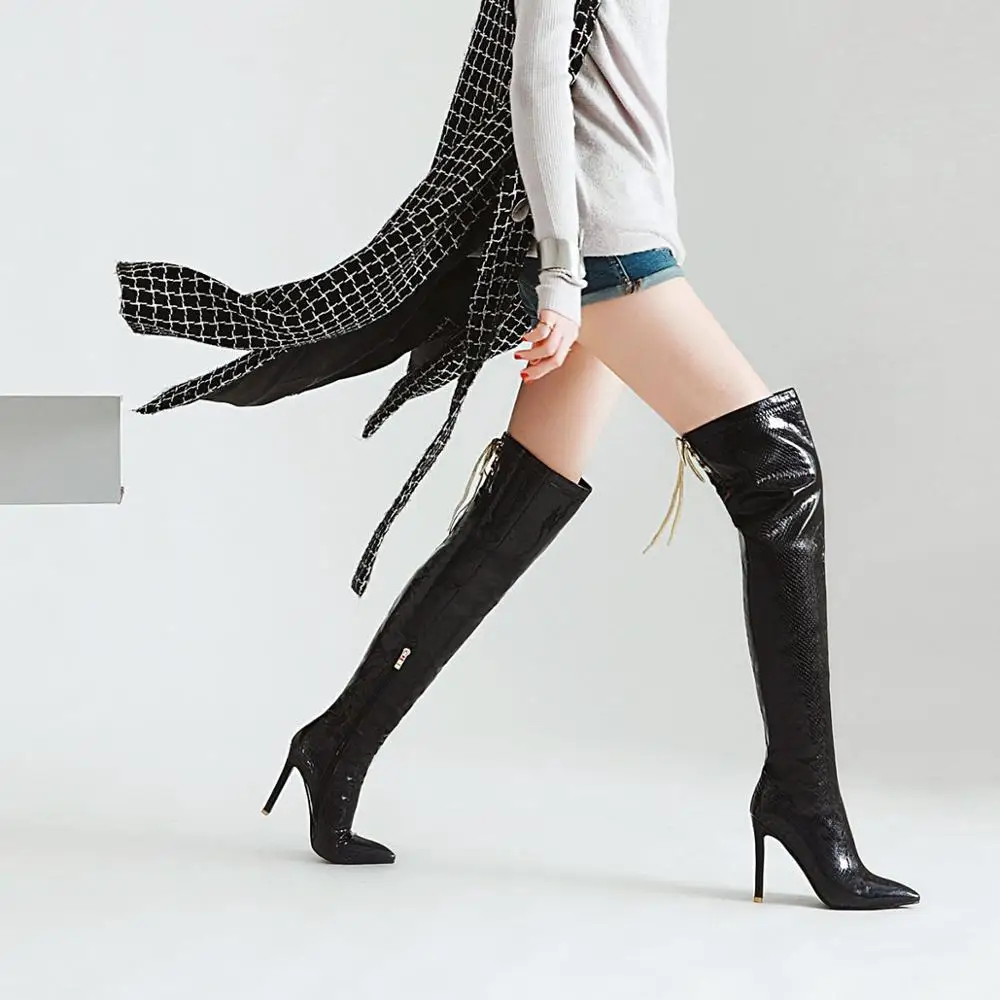 Sexy Women High Heel Over The Knee Boots Thigh High Stiletto Boots Gold ...