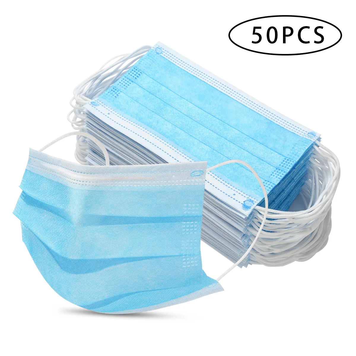 

50PCS bag 3 layers Mouth Face Mask Outdoor Anti-Dust Wearing Respirator Blue Color Health Care Virus Dust Protective Mask