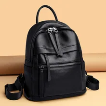 

Casual Trendyol Fashion Korean Cowhide 100% Bag Women Genuine Leather Black Travel Designer Waterproof Backpack For Ladies