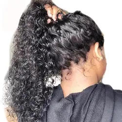 LUXE DIVA 360 синтетический Frontal шнурка волос Парик предварительно сорвал с ребенком волос бразильский волосы remy глубокая волна человеческие