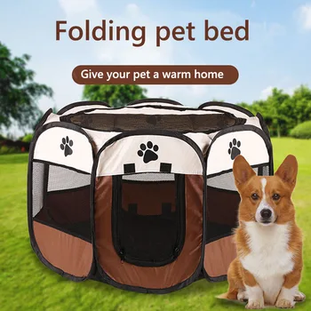 

2020 Pet Dog Playpen Tent Crate Room Foldable Puppy Exercise Cat Cage Waterproof Outdoor Two Door Mesh Shade Cover Nest Kennel