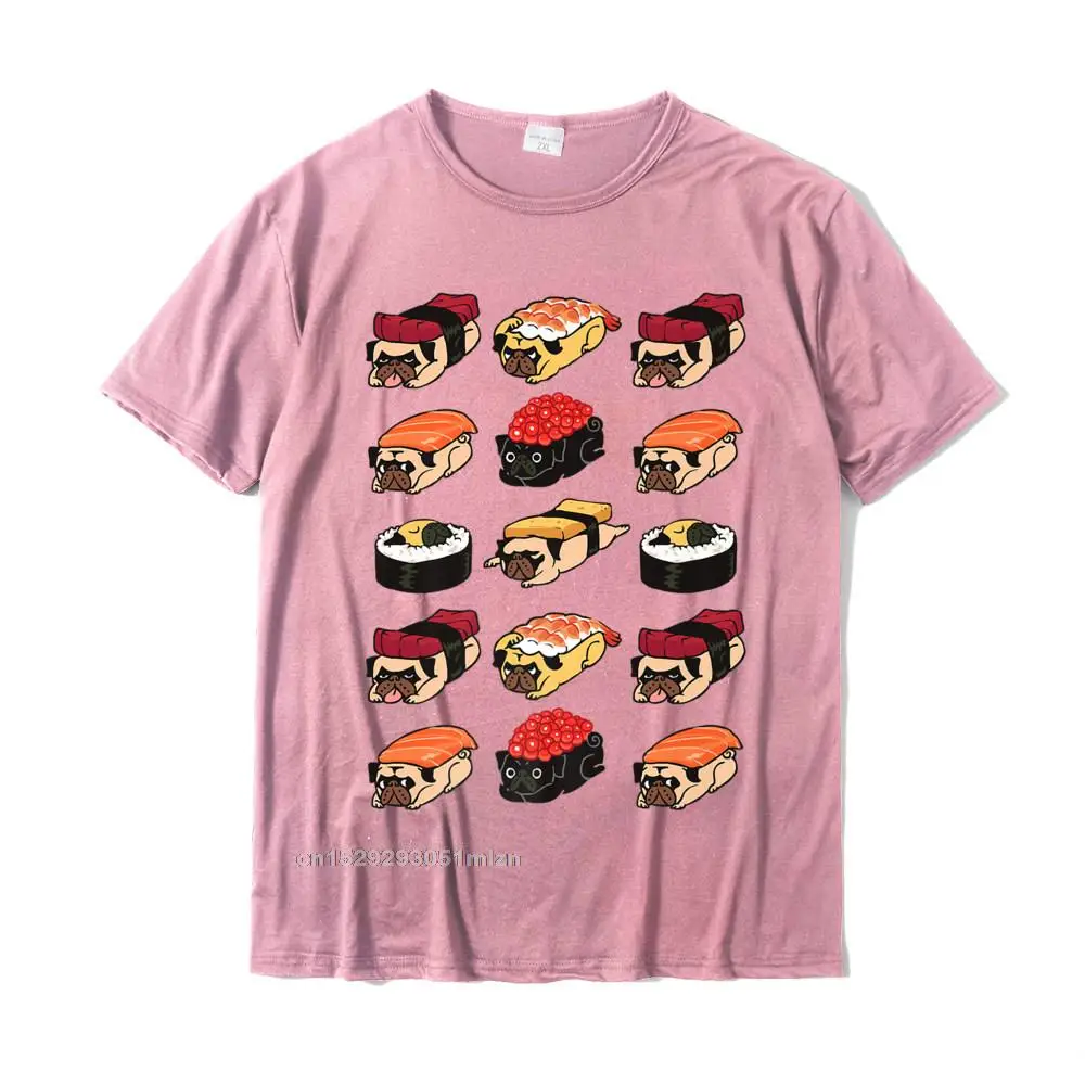Slim Fit T Shirts Special Crewneck Sushi Pugs Funny T-Shirt__3665 All Cotton Male Tops T Shirt Custom Short Sleeve Tee Shirts Sushi Pugs Funny T-Shirt__3665 pink