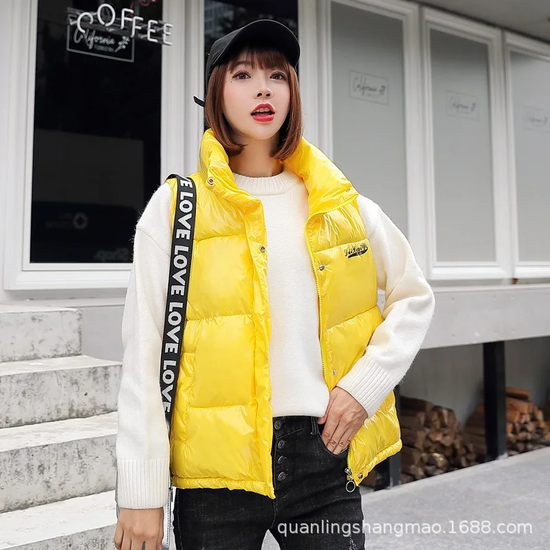

Photo Shoot Bright Surface Winter New Style Cotton Coat Women's Short Loose-Fit BF down Coat Sleeveless Vest Cotton Overcoat Ali