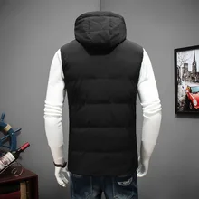 Осенний и зимний стиль мужской Молодежный толстый плюс-размер Модный повседневный толстый теплый хлопковый жилет с капюшоном мужской