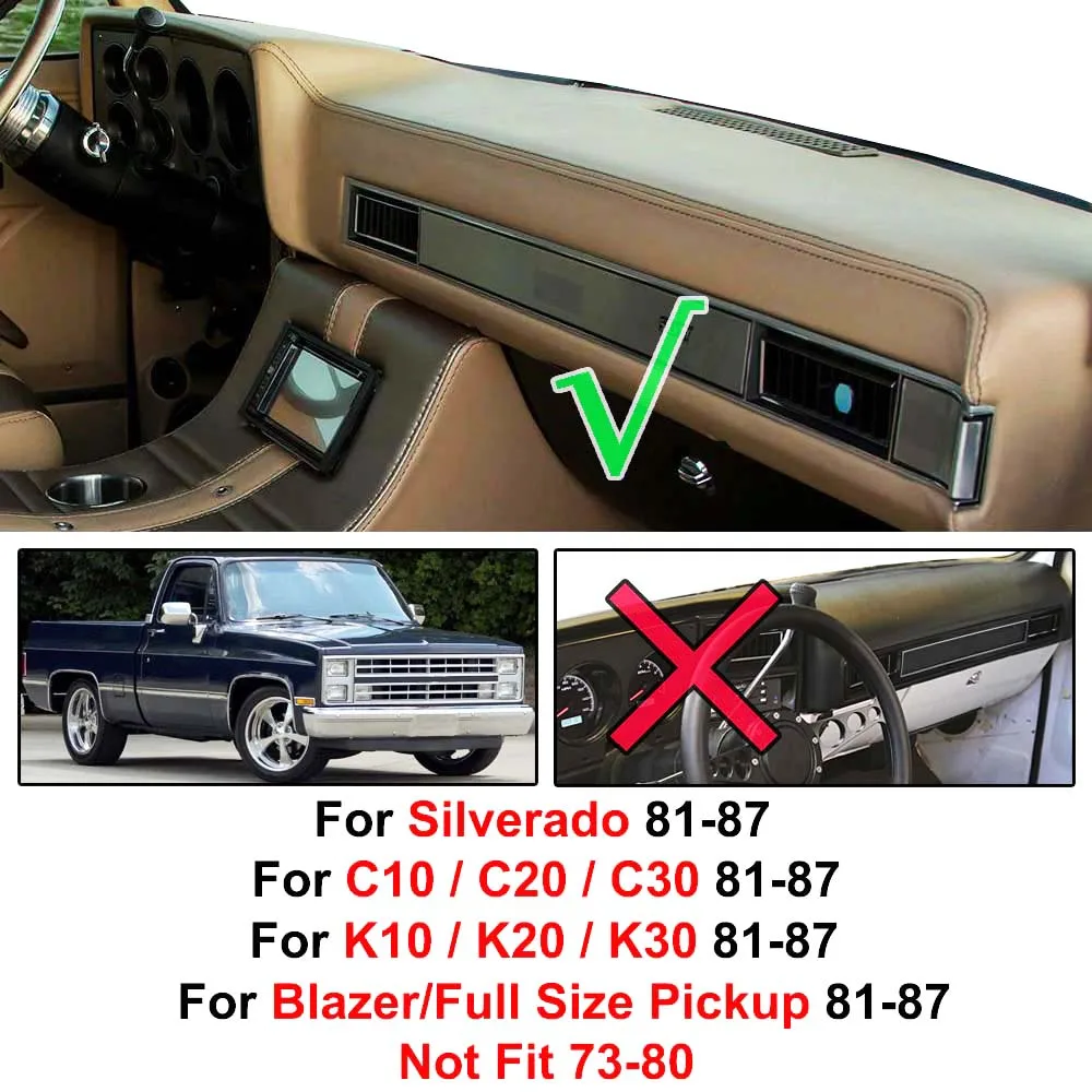 Chevrolet Chevy C10    Ŀ Full Size Truck Silverado 1981 - 1987 Dash Mat Dashmat   Ŀ Sun Shade Carpet