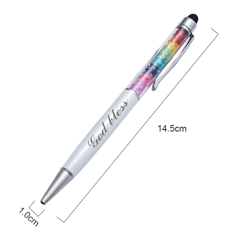 Free Custom Badge Crystal Ball Point Pen Advertising Custom Multifunctional  Touch Screen Pen Personalized DIY Carving