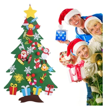 

New Felt Christmas Tree Christmas Party Decoration Snowman With Ornaments Fake Christmas Tree Kids Toy 29pcs/Set
