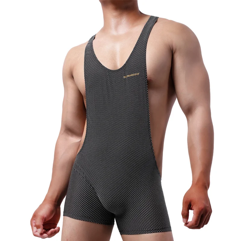Mens Undershirts Leotard Sports Gym Fitness Bodybuilding Jumpsuits Wrestling Singlet Bodysuits Shorts Penis Pouch Slip Underwear