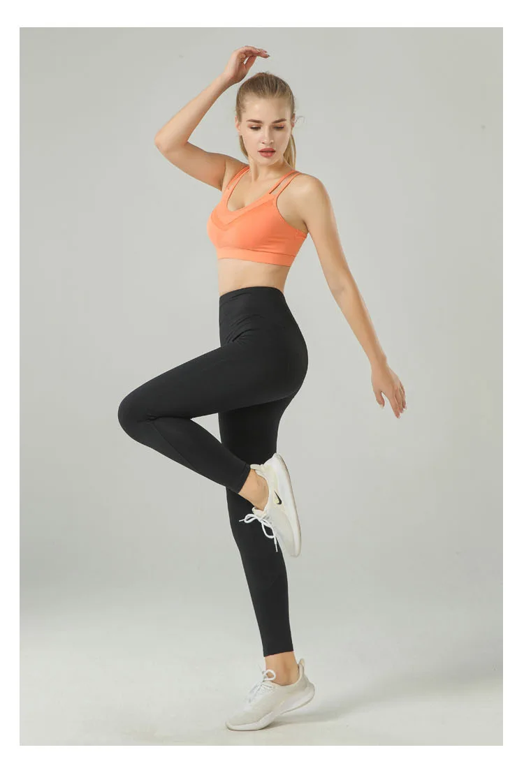 Штаны для фитнеса с высокой талией, женские эластичные обтягивающие спортивные штаны для бега, Осенние быстросохнущие персиковые штаны для занятий йогой, бегунов, тренировочных леггинсов
