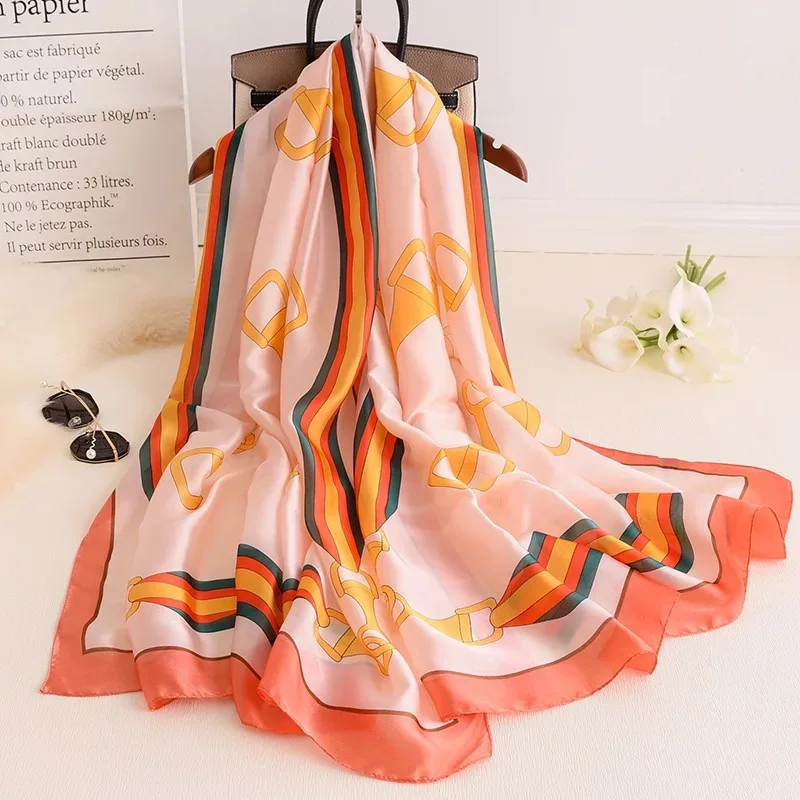 Модная женская Солнцезащитная шаль, классический Пляжный шарф, парео, кашне, бандана, женские шелковые шарфы, женская шифоновая накидка - Цвет: 56