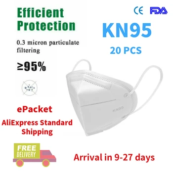 

20 Pcs Mask Disposable Face Protective Mask 95% Filtration Mouth Masks 3-Layer Mouth Muffle Cover Anti-fog Breathable