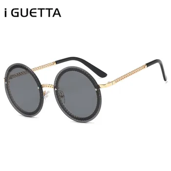 

iGUETTA Round Clear Sunglasses Women 2019 Luxury Designer Sunglass Women High Quality Retro Metal Glasses Frame UV400 IYJB661
