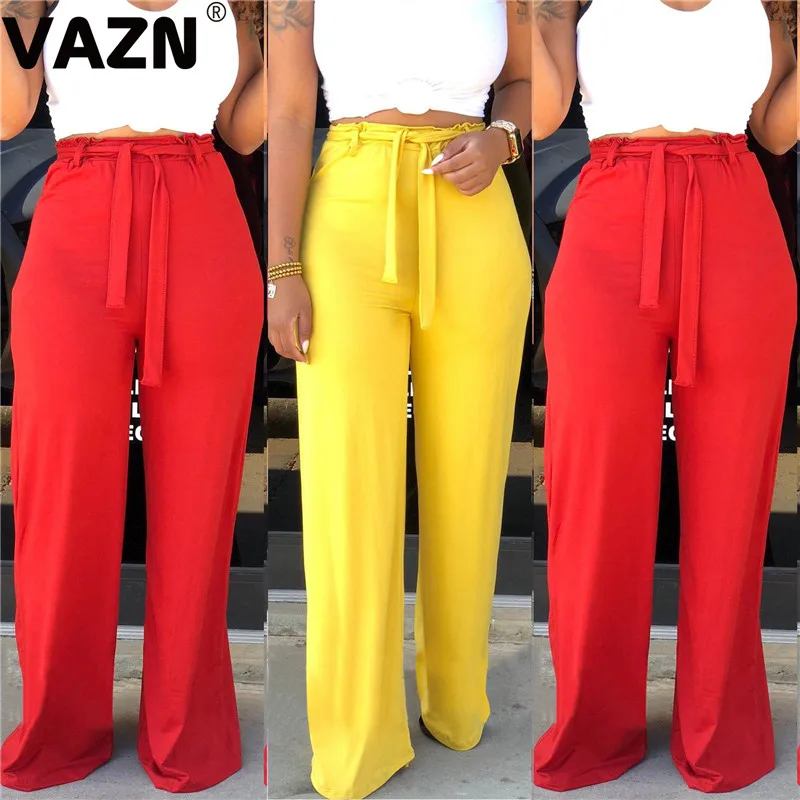 

VAZN GALS 1039 new Product fashion England Style women Red Yellow Pants Casual Flower Print Long Pants Sexy Club Loose Pants