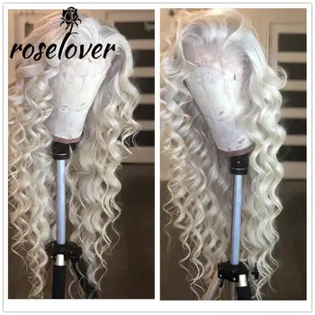 

ROSELOVER 13*6 Lace Front Human Hair Wigs for Women White Colored Wig Body Wave Human Hair Wig Brazilian Remy Hair Pre-plucked