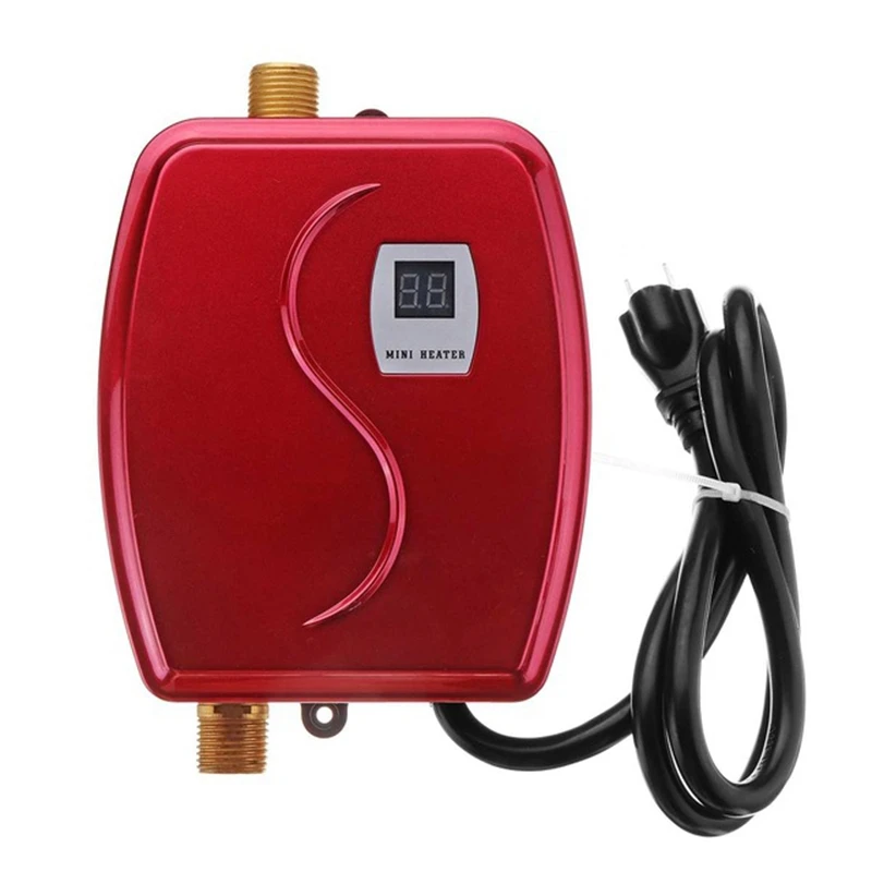 

3000W Water Heater Mini Tankless Instant Hot Faucet Kitchen Heating Thermostat Intelligent Energy Saving Waterproof US Plug