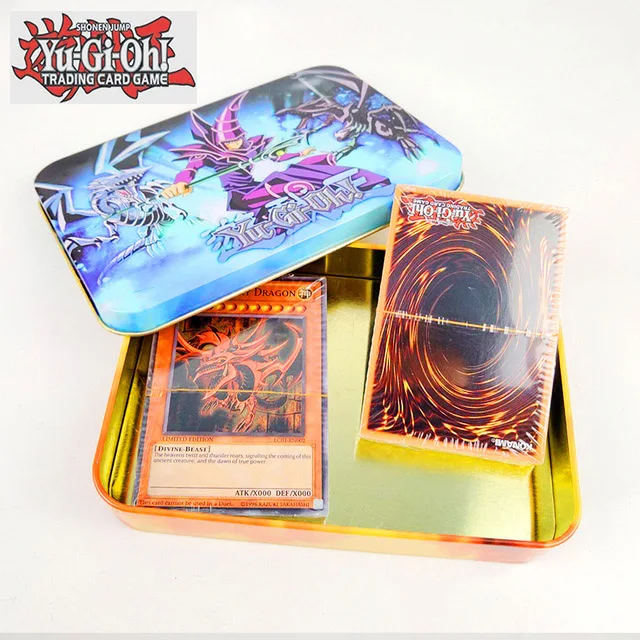 

Yugioh 108pcs set Cards Egyptian God Collectible Toys for Boy Yu Gi Oh Legendary Board Game Collection Cards with Metal Box