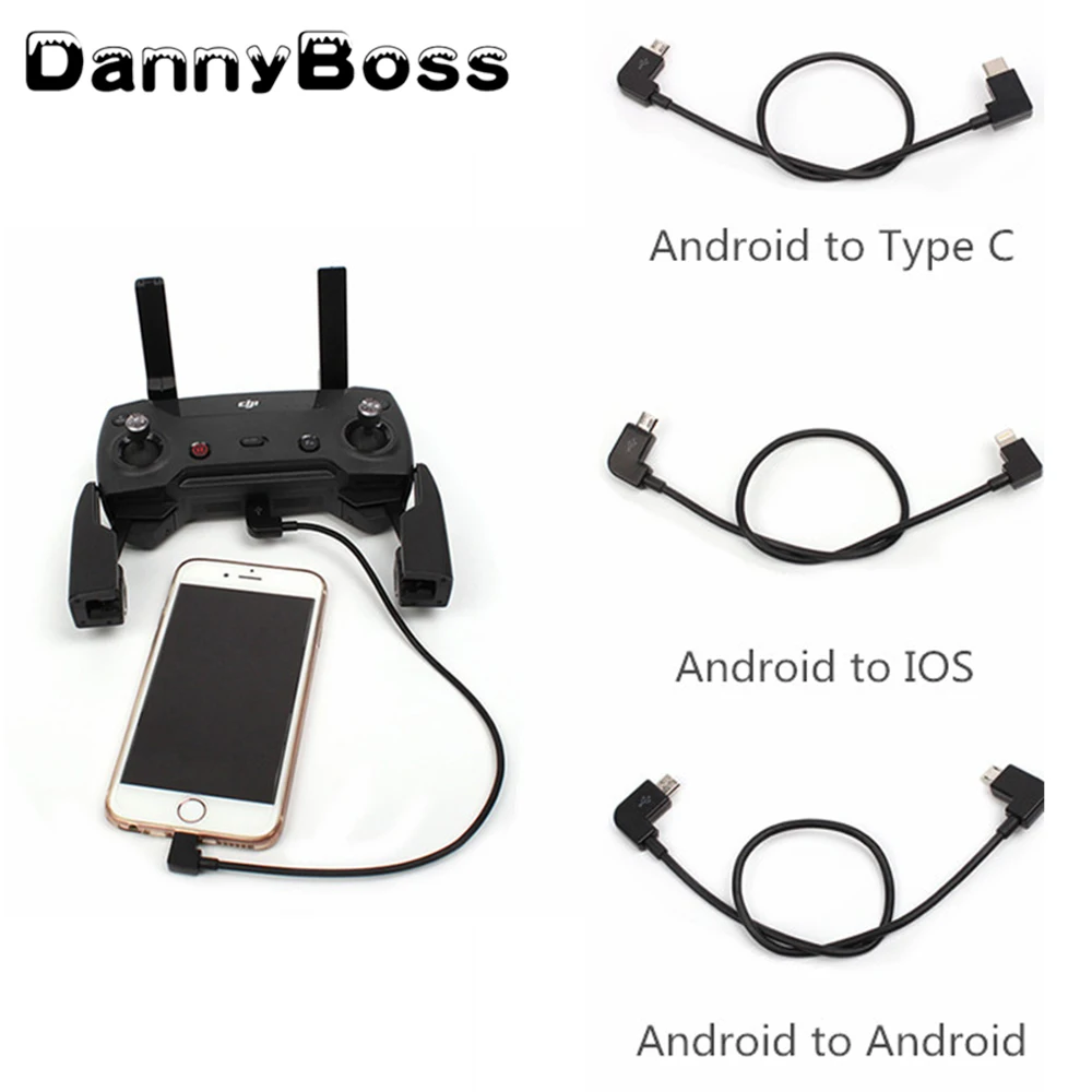 Data Cable DJI Spark/MAVIC Pro/MAVIC Air /Mavic 2 /Mini SE Control Micro USB to Lighting/Type C/Micro line IPhone /Pad data cable connector remote control data cable