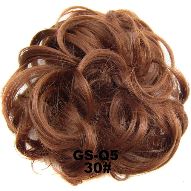 Jeedou Messy Chignon Donut Hair Bun Pad Elastic Hair Rope Rubber Band Synthetic Hairpiece Gary Brown Color 30