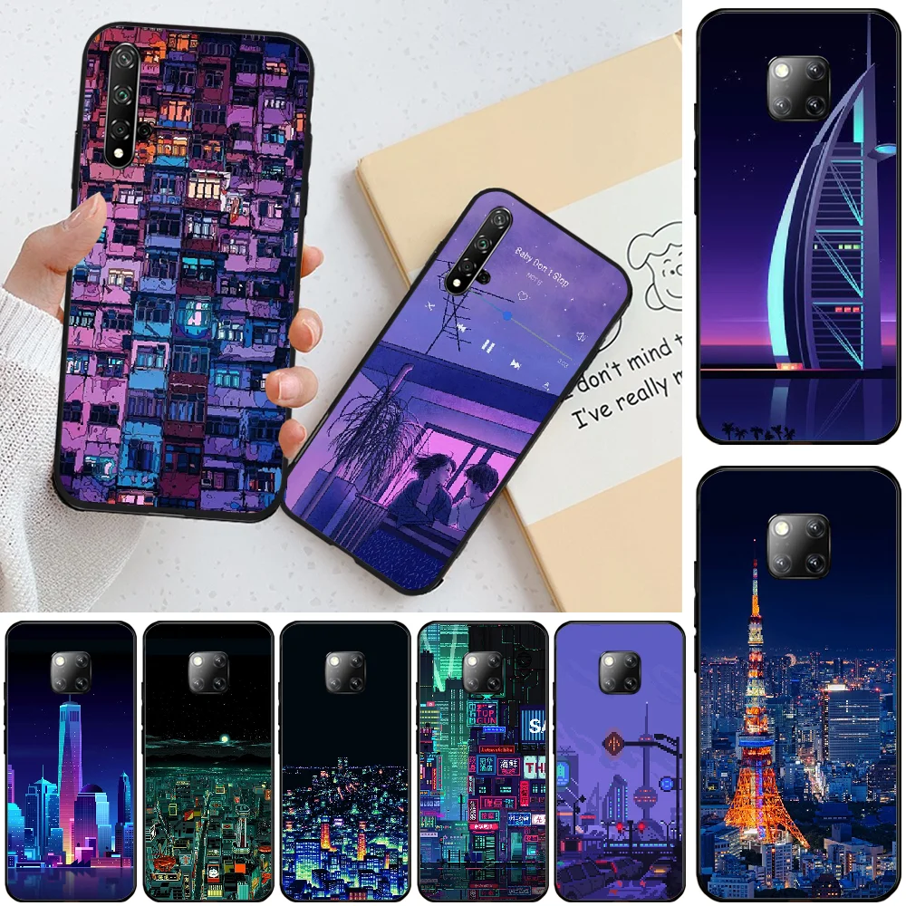 BaweiTE Art Pixel эстетический черный мягкий чехол для телефона из ТПУ Honor 20 20lite view20 7C 8C 7A