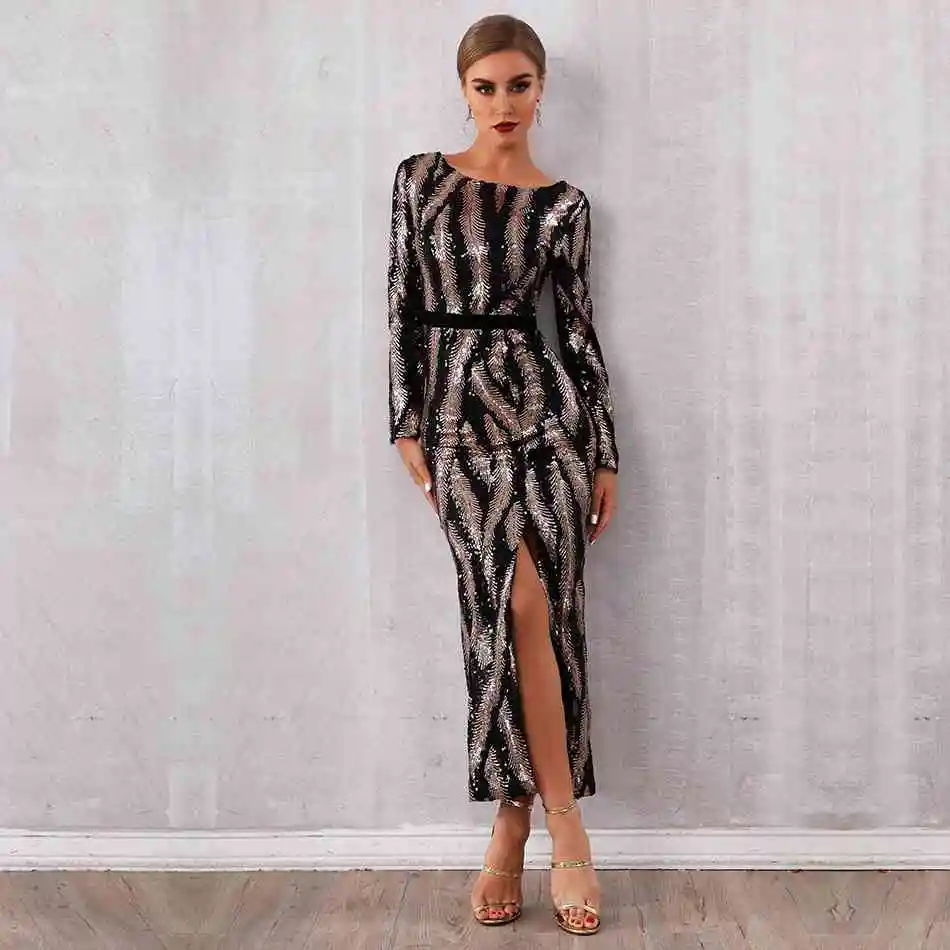Seamyla, высокое качество, женское длинное макси платье, Vestido, облегающее, с золотыми блестками, платья, сексуальная клубная одежда, вечерние платья знаменитостей, летнее