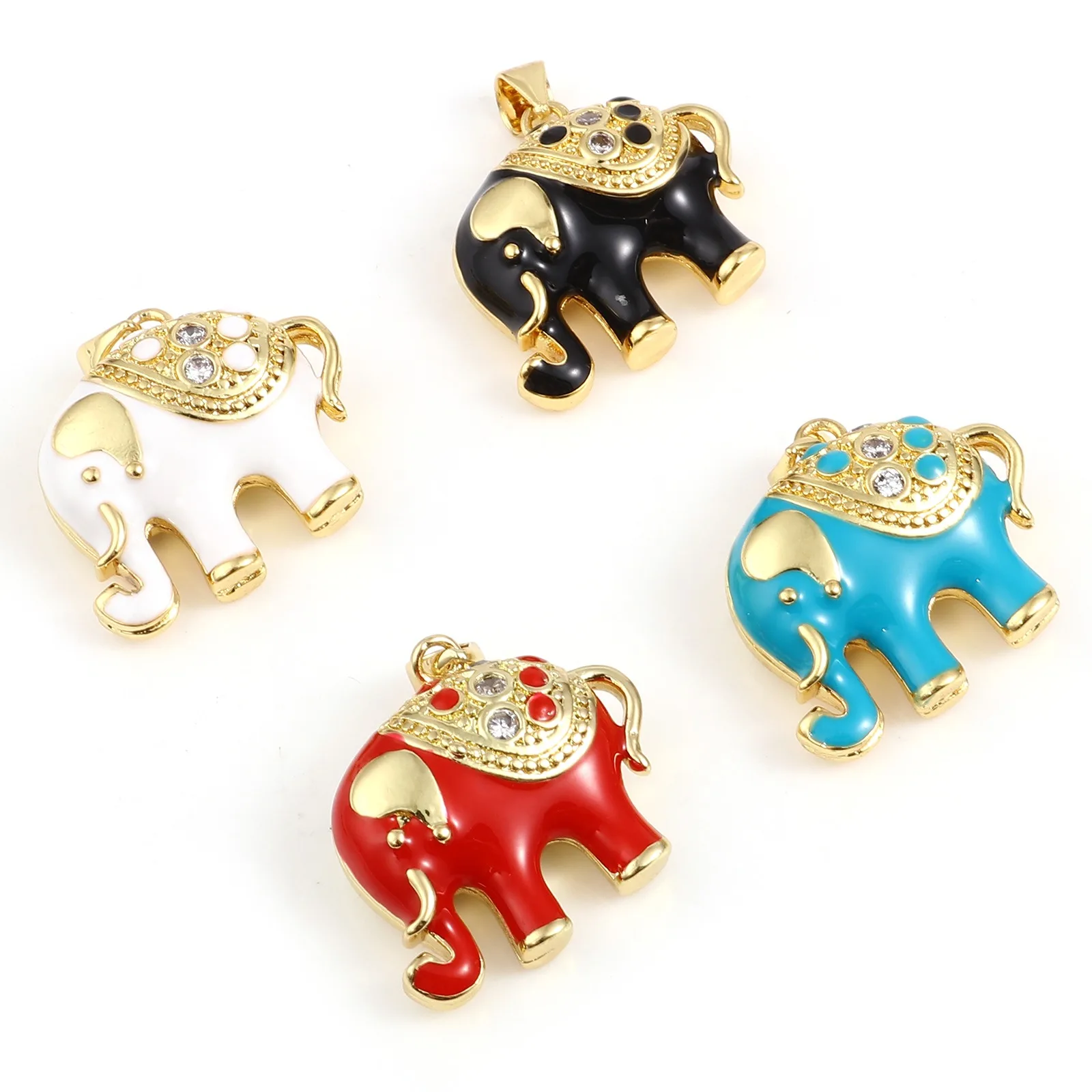 Медные Подвески золотого цвета металлический слон животные эмалевые подвески