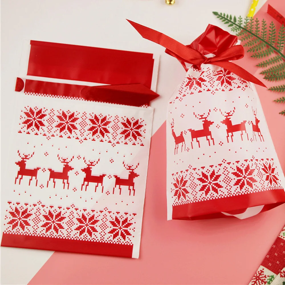 10 шт. веселые рождественские подарочные сумки Санта-Клаус Рождественская елка упаковочные сумки с новогодним Рождеством партия Подарочная Упаковка конфет сумки
