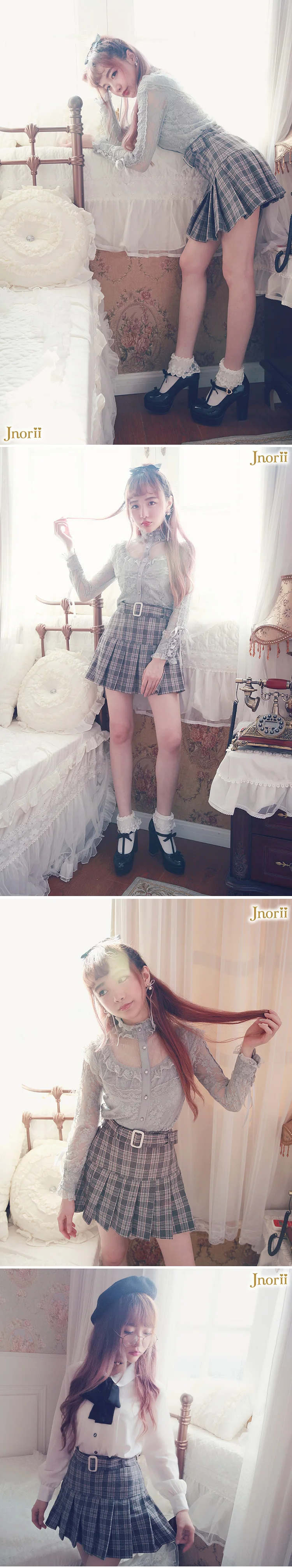 KEQI Bobon21; Милая юбка принцессы; тонкая плиссированная клетчатая юбка в студенческом стиле и пояс, который можно снять; B1526