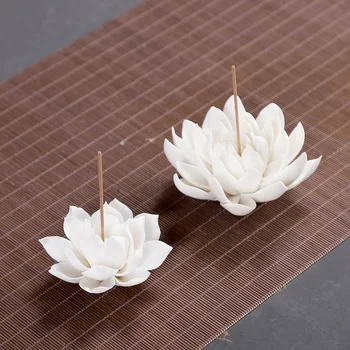 

Ceramic Incense Stick Holder Buddhist Aromatherapy Incense Censer Use In Office Teahouse White Lotus Incense Burner Home Decor