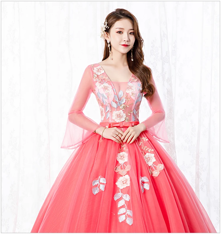 Свадебное бальное платье Бальные платья Иллюзия плеча органза Vestidos De Debutantes Формальные Вечерние платья Бальные платья-mekko