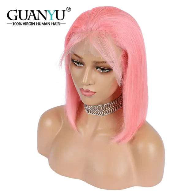 Pink Bob Lace Front Wigs Human Hair 13X4 Pre Plucked 613 Blonde Blue Red Grey Green Ombre Short Bob Wigs For Black Women Remy 3