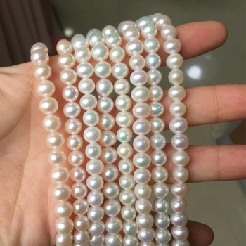 

Freshwater Pearl necklace Round shape with Size 6.5-7mm perfect luster for Jewelry DIY loose pearl strands
