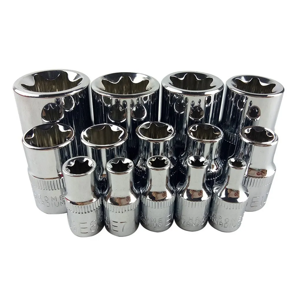 

14Pcs/set Female E Type Bit Sockets Wrench Head E4 - E24 1/4" 3/8" Torx Star Sleeve Set Auto Repair Hand Tools