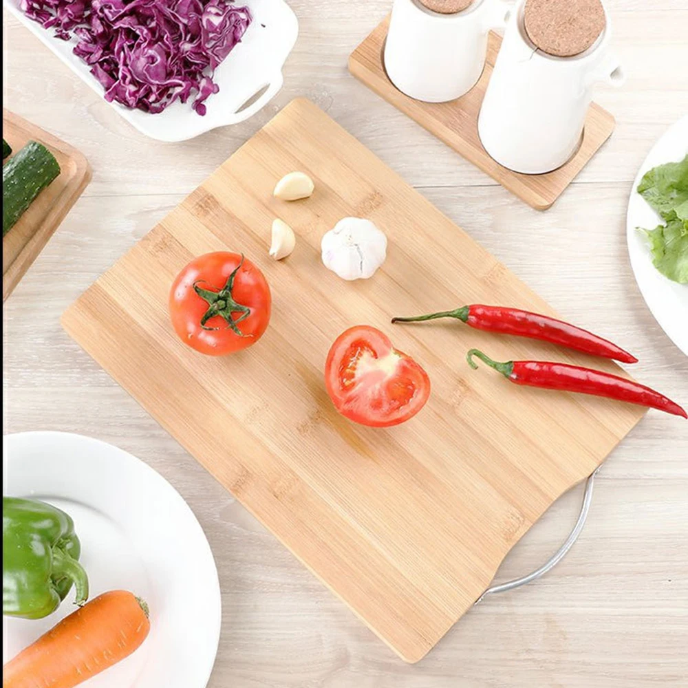 Бамбуковая разделочная доска с ручкой кухонная для мяса фруктов овощей прочная