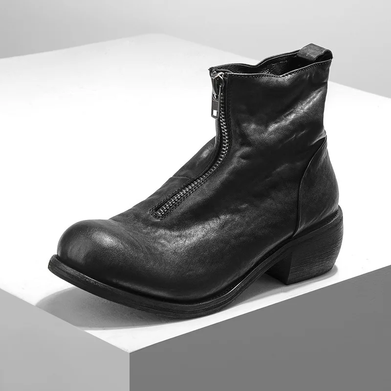 Винтажные ботинки из натуральной кожи на молнии мужские ботинки для верховой езды с круглым носком Роскошные Брендовые мужские повседневн... Винтажные ботинки из натуральной кожи на молнии мужские ботинки для верховой езды с круглым носком Роскошные Брендовые мужские повседневн...