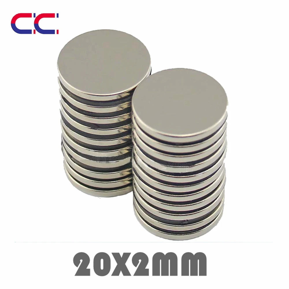 

20/50/100P 20x2 mm Neodymium Magnet Strong Round Magnet N35 20*2 mm Search Magnet Rare Earth Magnets For Crafts Gallium Metal