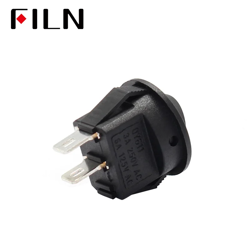 15MM Small Round Black 2-Pin 2-Files 3A250V 6A125V Rocker Switch Seesaw Power Switch for Car Dash Dashboard Toys (4)