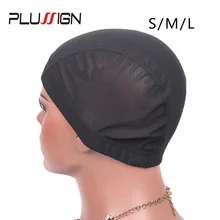 Plussign 12 Pcs/Lot Spandex Mesh Dome Wig Cap For Making Wig Glueless Weaving Cap Hair Wig Net With Elastic Band For Women Girls