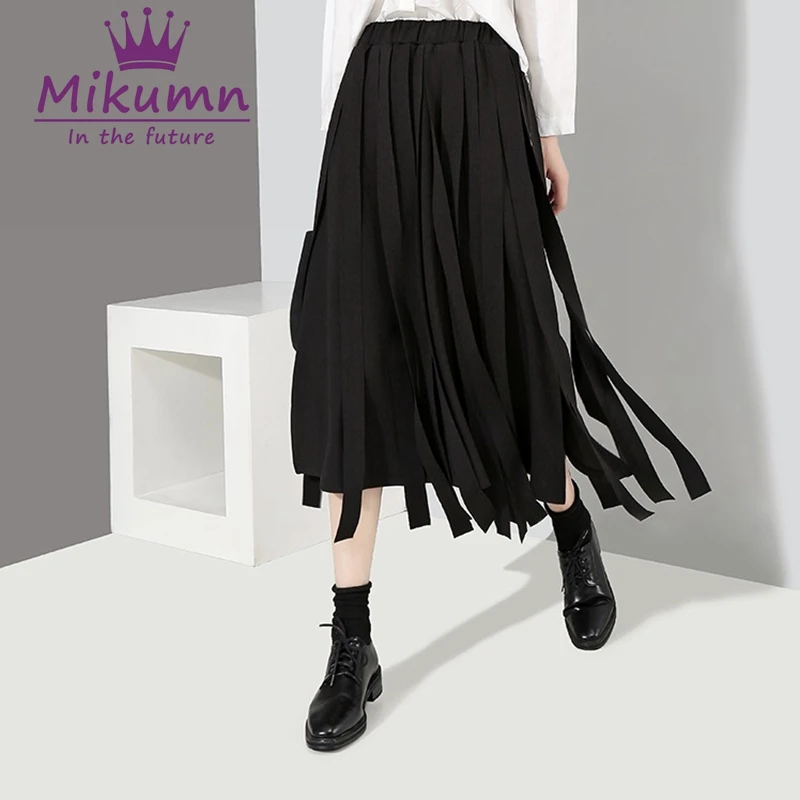 Женские юбки в стиле Харадзюку, готическая Черная плиссированная юбка с эластичной талией, модные женские юбки в стиле панк с высокой талией, уличная одежда, стиль, Saias