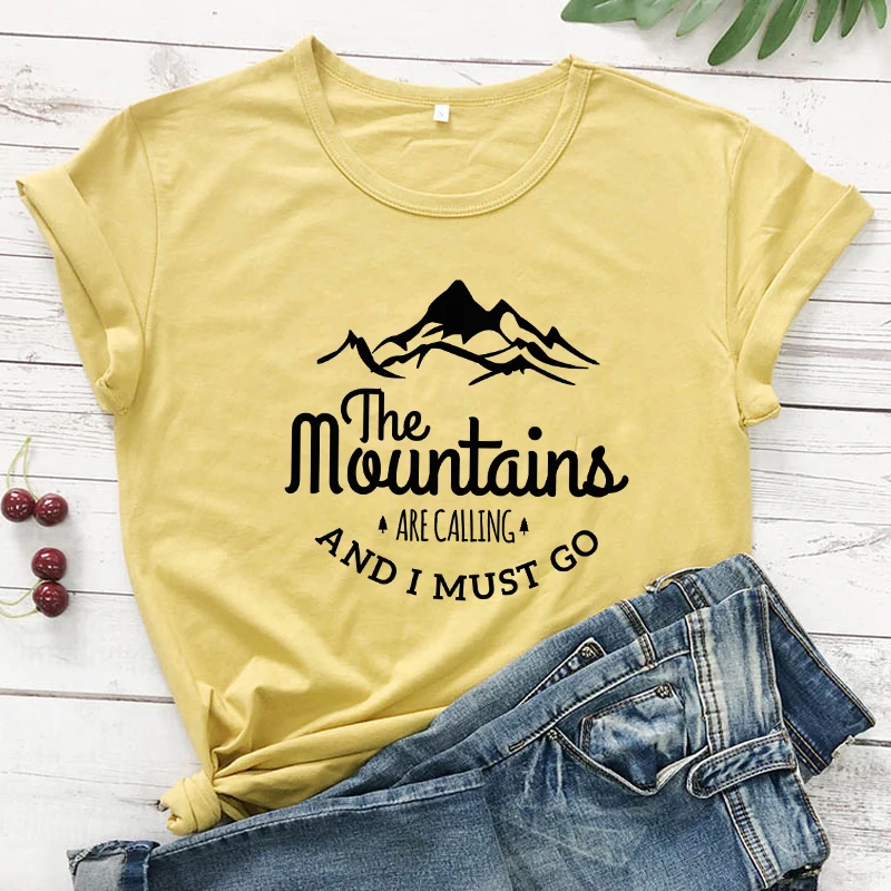 The Mountains Are Calling And I Must Go T-shirt Harajuku Unisex Short Sleeve Vacay Tshirt Fashion Women Graphic Adventure Tops summer shirt