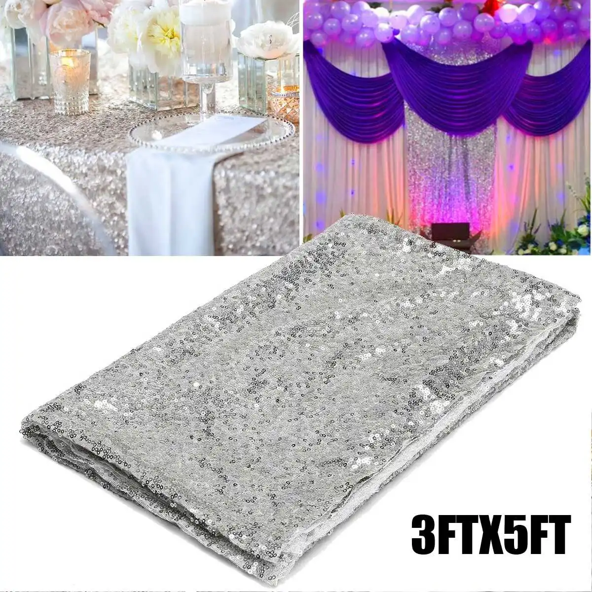 

Decorative Cloth 3X5FT Gold/Sliver Sequin Photo Backdrop Wedding Photo Booth Photography Background