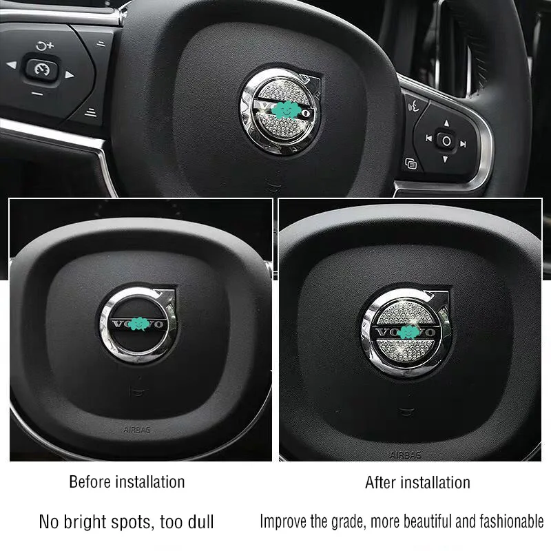 Автомобиль руль внутренние алмазы для Volvo 18-20 XC60 S90 XC90 V90CC логотип модифицированный интерьер автомобиля алмазная этикетка украшение