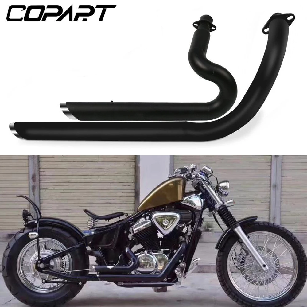 Black Выхлопная труба мотоцикла с глушителем, съемный глушитель для Honda Steed Shadow 400 600 VLX400 VLX600 VT400 C VT600 C - Цвет: Black
