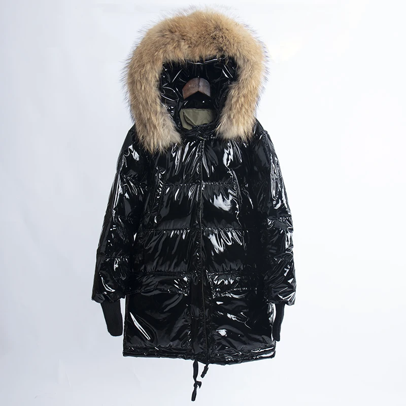  Winter coat women 2019 oversize down jacket long coat with real fur hooded jackets coats high quali