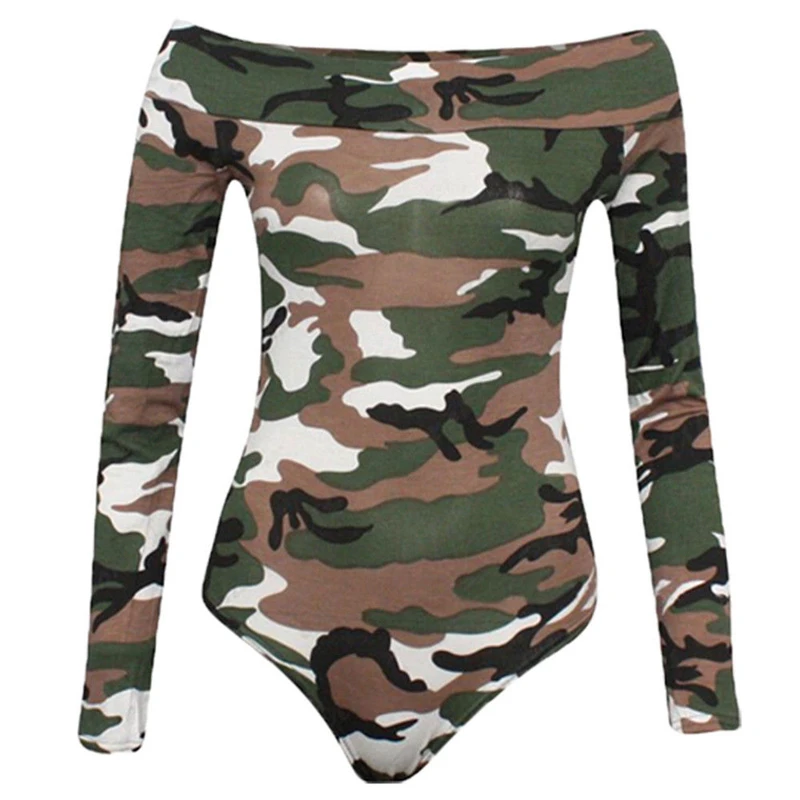 Women Bodysuit Spring Autumn Camouflage Printed Clothes Women Bodysuits With Long Sleeves New Casual Ladies Slim Skinny 2020